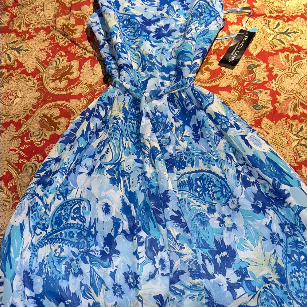 Evan Picone Blue and White Floral Dress